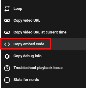 Parent Dashboard - Copy embed code