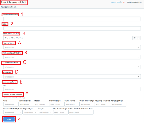 Parent Dashboard - where to add a file to download