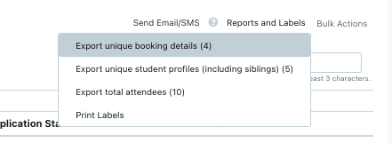 export unique booking details