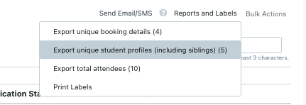 Export unique student profiles