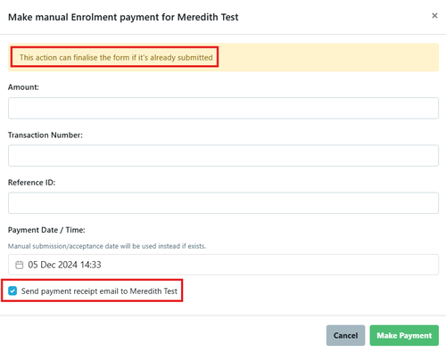 manual application payment