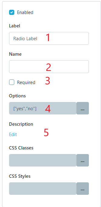 Custom form - Radio input sample