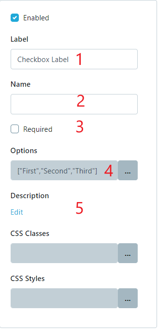 Custom form - checkbox input sample