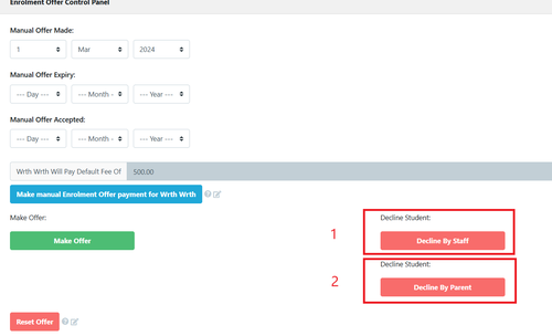 Declined offer by staff or parent Nov 2024