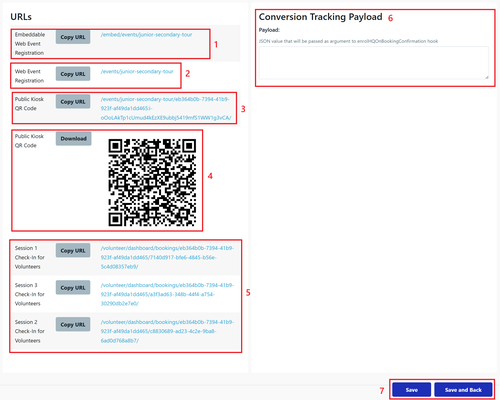 Event - Edt URLs and qr code settings Jan 26