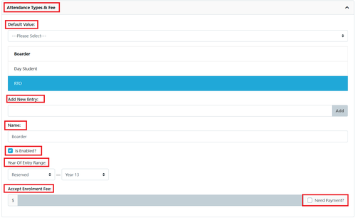 Settings - Attendance Type & Fee 2024