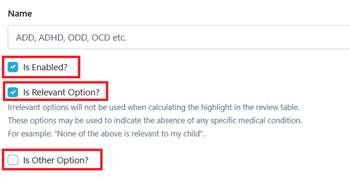 Settings - Medical Conditions edit details 2024