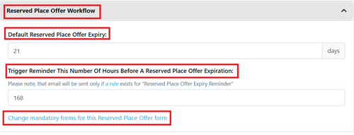 Settings - Reserved Place Offer workflow 2024