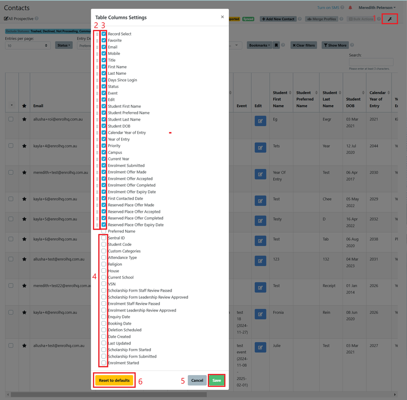 How to re-sort your columns in Contacts